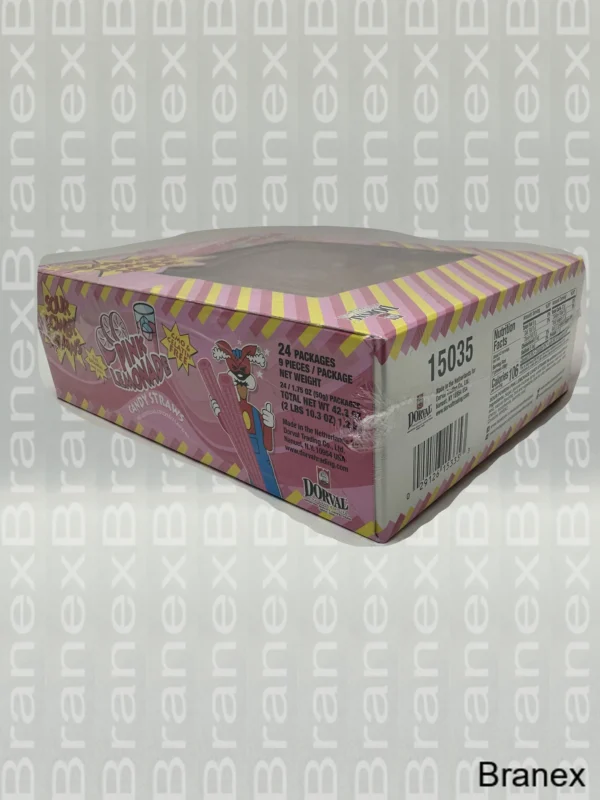 Sour Power Pink Lemonade Candy Straws – 24 Count
