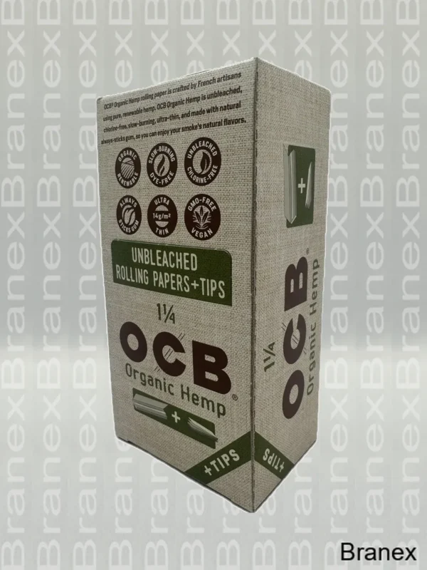 OCB Organic Hemp 1 1/4 Rolling Papers + Tips - 24 Packs of 50