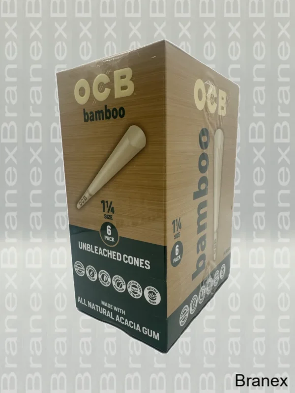 OCB Bamboo 1 1/4 Unbleached Cones - 24 Packs of 6