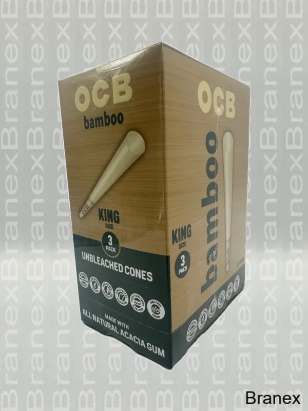 OCB Bamboo King Size Unbleached Cones - 24 Packs of 3
